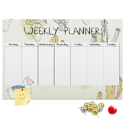 Printed Cactus Weekly Planner Cork Memo Board