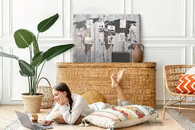 World map cork memo board