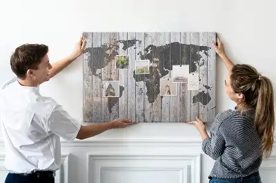 World map cork memo board