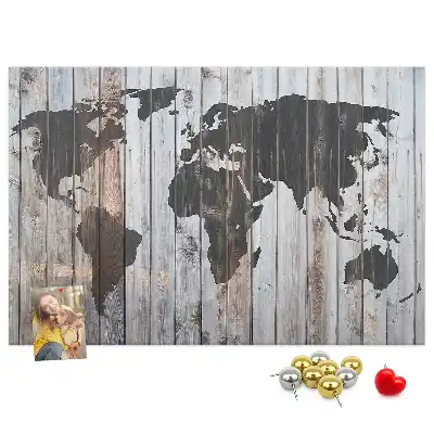 World map cork memo board