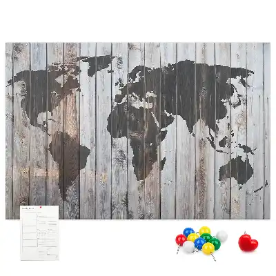 World map cork memo board