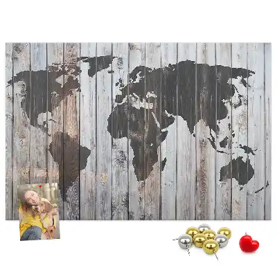 World map cork memo board