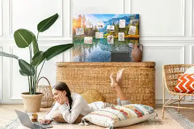 River Mountains Landscape Printed Cork Memo Board