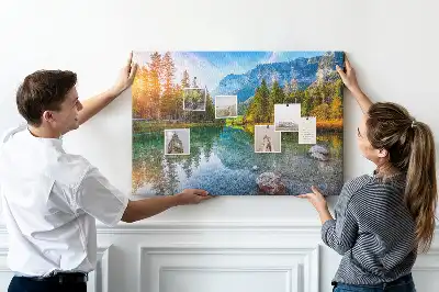 River Mountains Landscape Printed Cork Memo Board