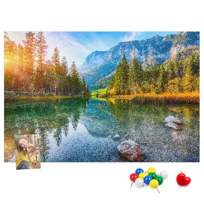 Printed Cork Memo Board River mountains landscape