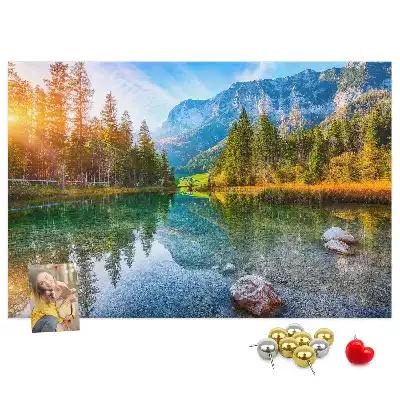 Printed Cork Memo Board River mountains landscape