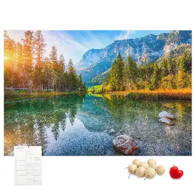 Printed Cork Memo Board River mountains landscape