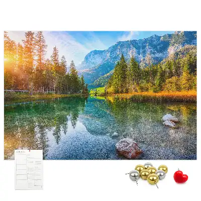 Printed Cork Memo Board River mountains landscape