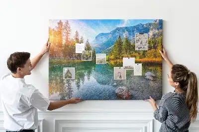 River Mountains Landscape Printed Cork Memo Board