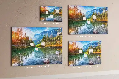 Printed Cork Memo Board River mountains landscape