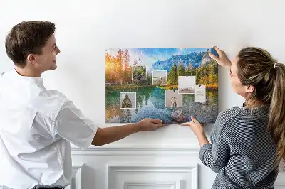 Printed Cork Memo Board River mountains landscape
