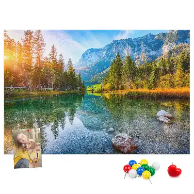 River Mountains Landscape Printed Cork Memo Board