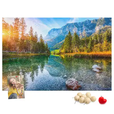 Printed Cork Memo Board River mountains landscape