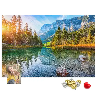 Printed Cork Memo Board River mountains landscape