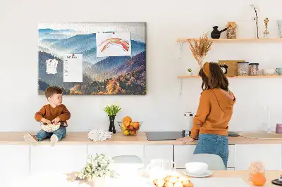 Printed Cork Memo Board Mountain landscape