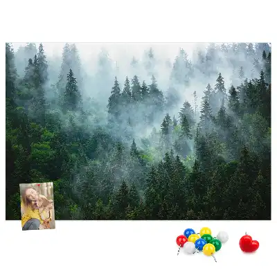 Cork memo board Misty forest