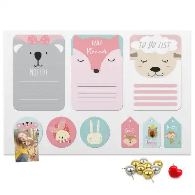 Printed Cork Memo Board with Happy Bookmarks