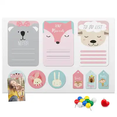 Printed Cork Memo Board with Happy Bookmarks