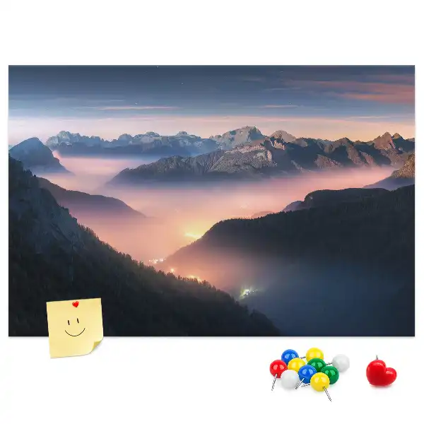 Printed Cork Board Mountain peaks landscape