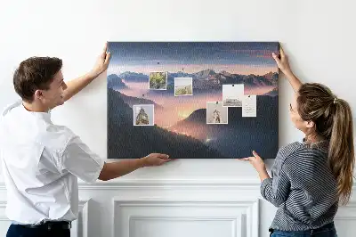 Mountain Peaks Landscape Printed Cork Board