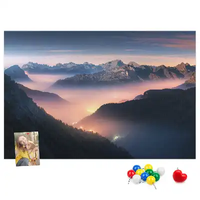 Printed Cork Board Mountain peaks landscape