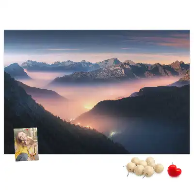 Printed Cork Board Mountain peaks landscape