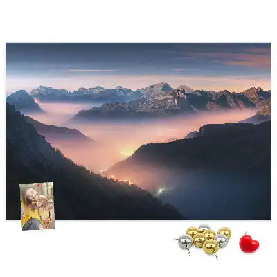 Printed Cork Board Mountain peaks landscape