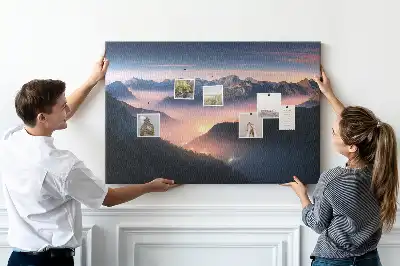 Printed Cork Board Mountain peaks landscape