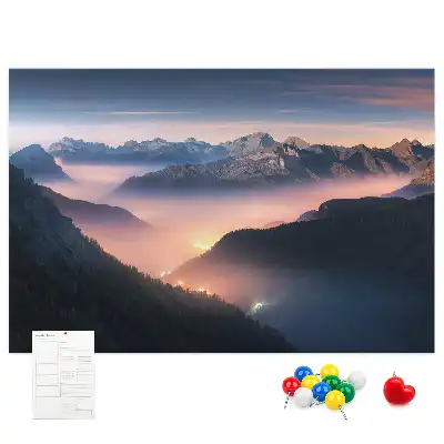 Printed Cork Board Mountain peaks landscape