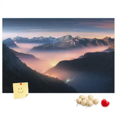 Printed Cork Board Mountain peaks landscape
