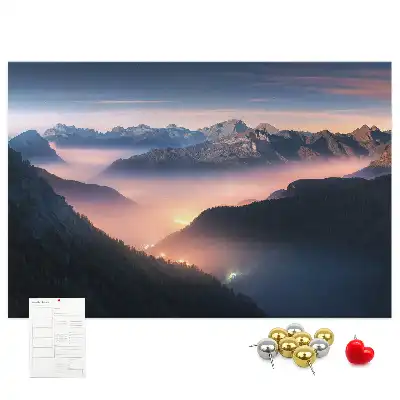 Printed Cork Board Mountain peaks landscape