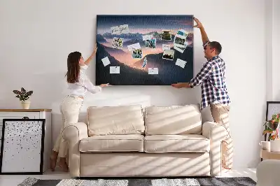 Mountain Peaks Landscape Printed Cork Board