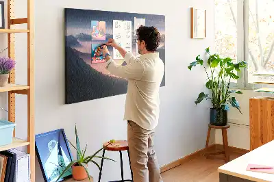 Mountain Peaks Landscape Printed Cork Board