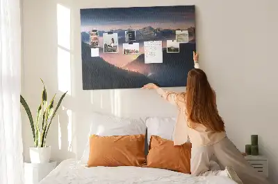 Printed Cork Board Mountain peaks landscape