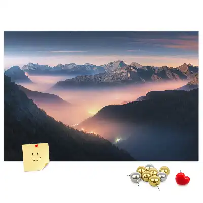 Printed Cork Board Mountain peaks landscape