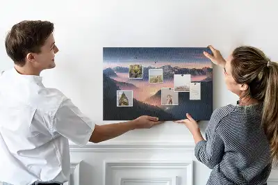 Mountain Peaks Landscape Printed Cork Board