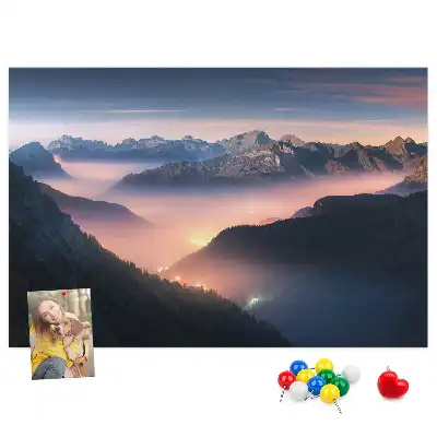Printed Cork Board Mountain peaks landscape
