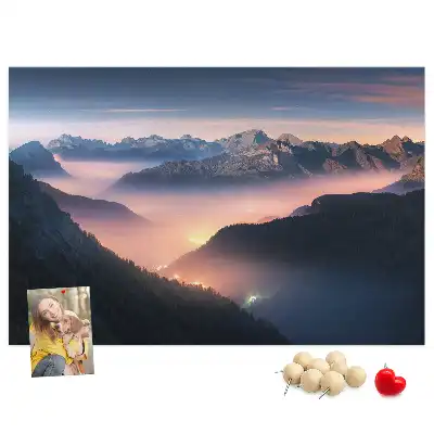 Printed Cork Board Mountain peaks landscape