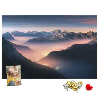 Mountain Peaks Landscape Printed Cork Board