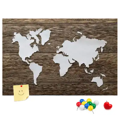 World Map Printed Cork Memo Board