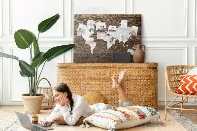 World Map Printed Cork Memo Board