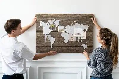 Printed Cork Memo Board World Map on boards