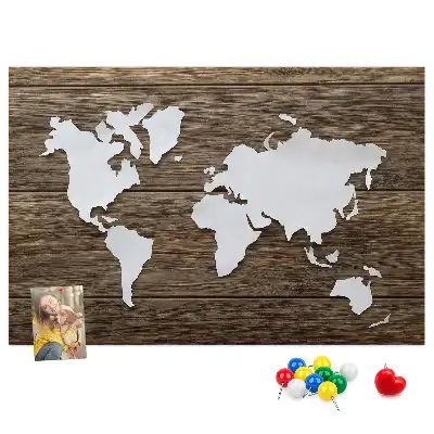World Map Printed Cork Memo Board
