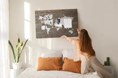 World Map Printed Cork Memo Board