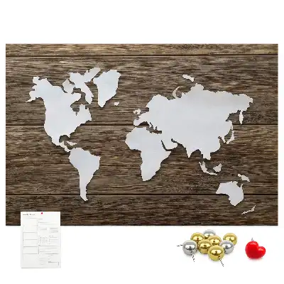 World Map Printed Cork Memo Board
