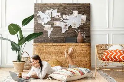 World Map Printed Cork Memo Board