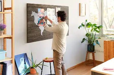 World Map Printed Cork Memo Board