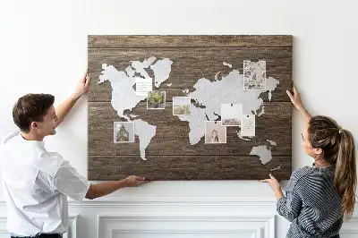 World Map Printed Cork Memo Board