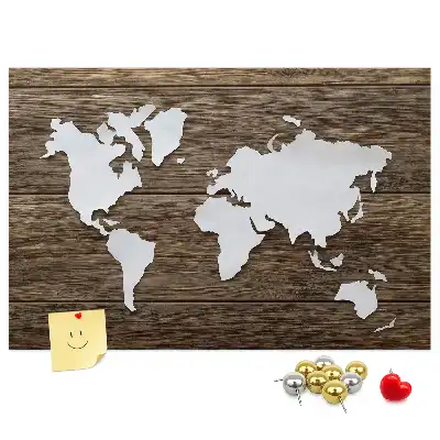 World Map Printed Cork Memo Board