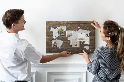 World Map Printed Cork Memo Board
